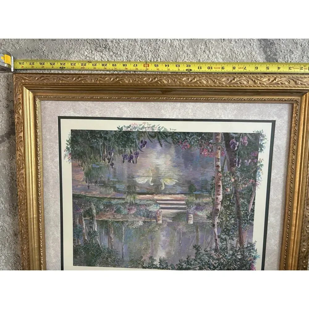 VTG HOMCO HOME INTERIORS BETTY HERBERT FELDER SWANS PICTURE GOLD FRAME ANTIQUE